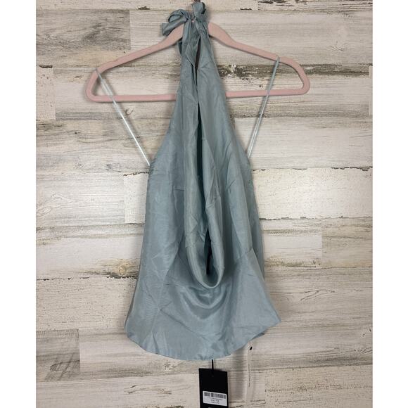 Reformation womens medium aqua blue holt sleeveless halter neck top new open - Picture 3 of 7